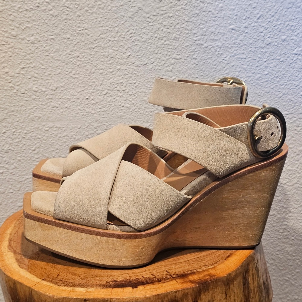 rag & bone Neutral Suede Platform Wedge Sandals